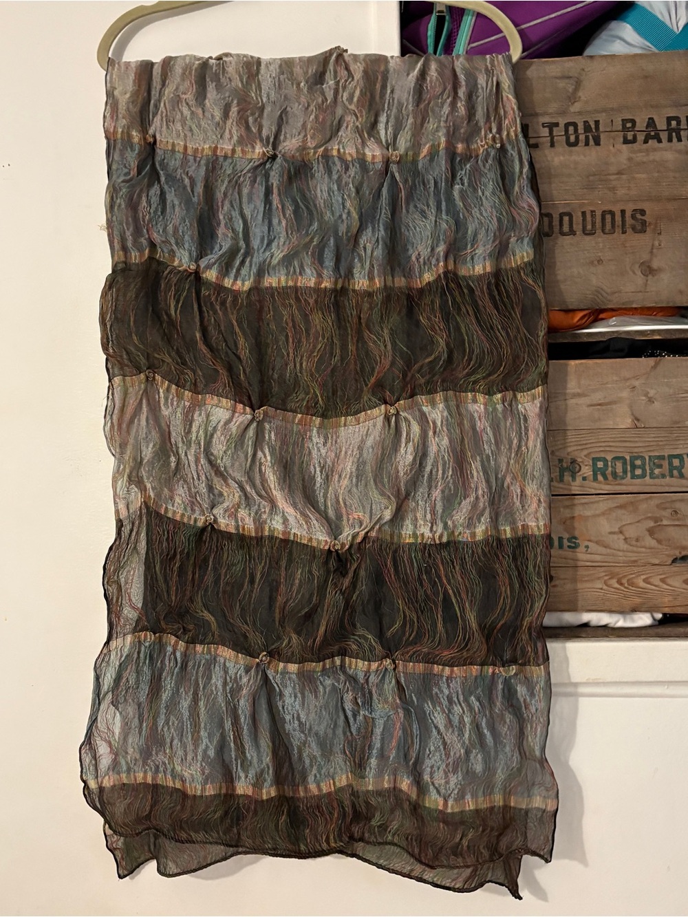 Unique Boho Tiered Sheer Patchwork Lightweight Long Rectangle Crinkle Scarf